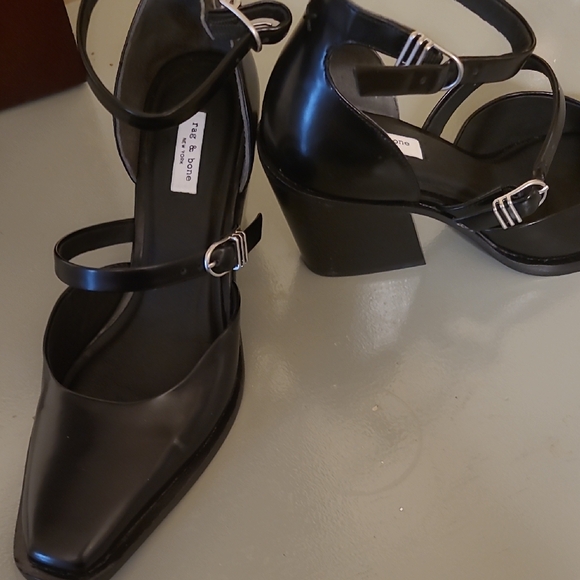 rag & bone Black Double-Ankle Strap Pointed Pumps - Picture 5 of 9